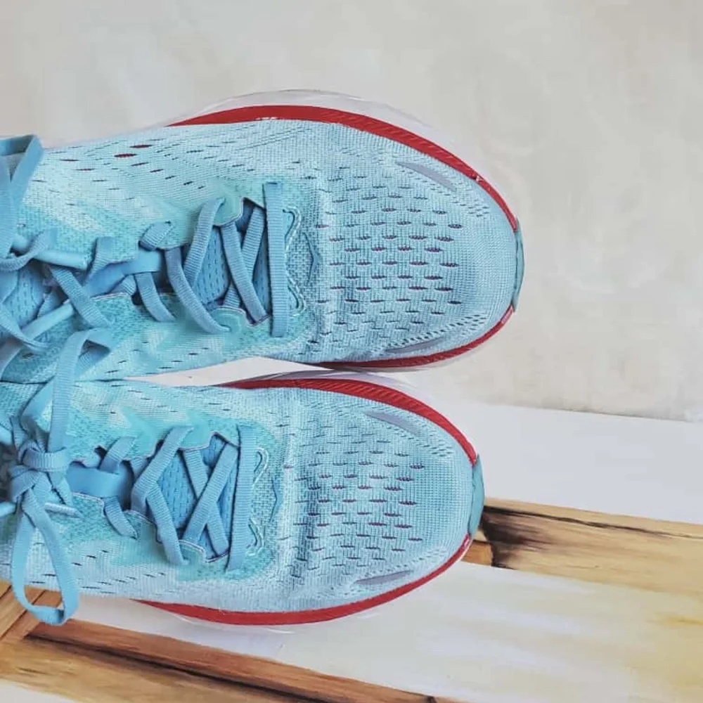 Hoka Light Blue with Red Accents Running Shoes Size 11B.